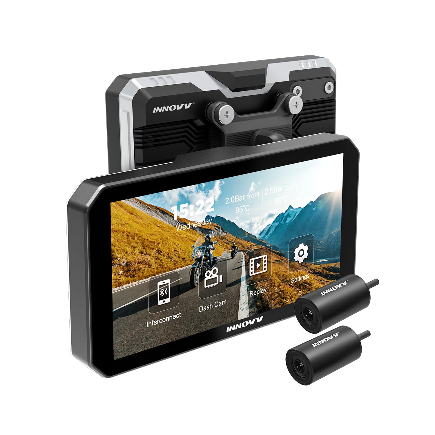 Innovv N1 Pro 2CH Wifi GPS Carplay monitor en dashcam voor motor