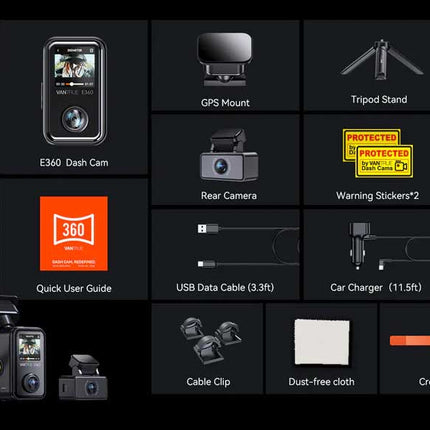 Vantrue E360 Ace 5K 3CH Wifi GPS 360 graden dashcam