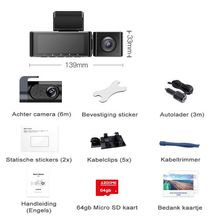 AZDome M550 Pro 3CH 4K Wifi GPS 64gb dashcam