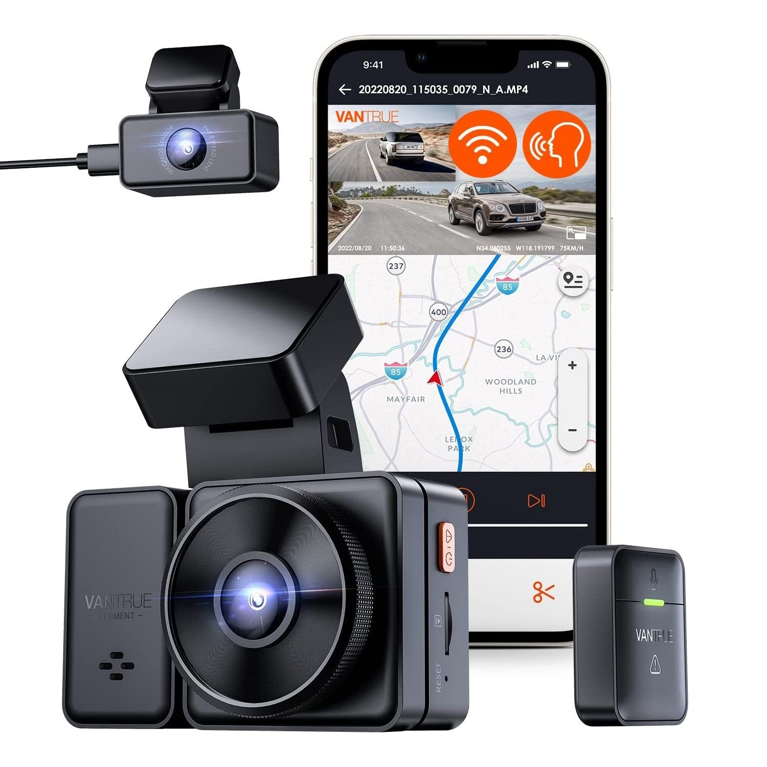 Vantrue E2 Dual 2K QuadHD Wifi GPS dashcam